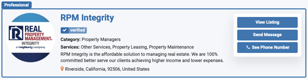 Results in our real estate directory for the property management company RPM Integrity